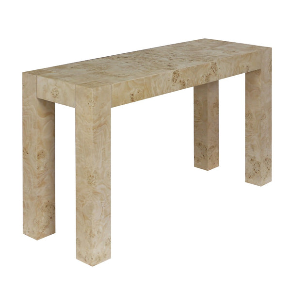Atlas Bromo Console Table – Elegant Mappa Burl Veneer for Entryways, Hallways, and Living Spaces Bleached Burl TA11026-02