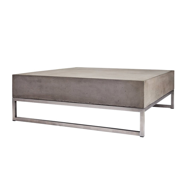Atlas Bulwark Coffee Table – Modern Brutalist Design with Waxed Concrete Top & Stainless Steel Base, 34.25" TA11029-01
