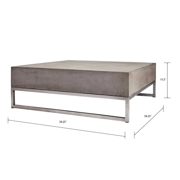 Atlas Bulwark Coffee Table – Modern Brutalist Design with Waxed Concrete Top & Stainless Steel Base, 34.25" TA11029-01