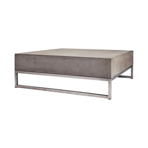 Atlas Bulwark Coffee Table – Modern Brutalist Design with Waxed Concrete Top & Stainless Steel Base, 34.25" TA11029-01