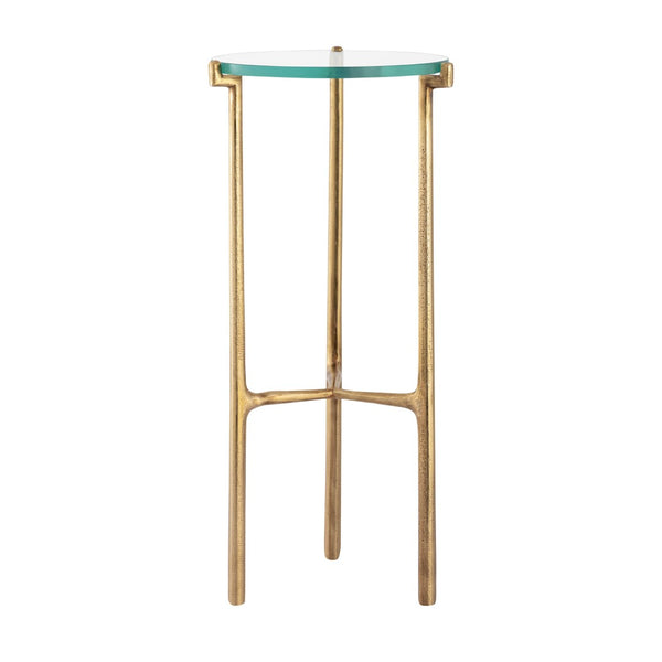 Atlas Bump Out Accent Table - Clear Glass Top with Aged Brass Finish for Chic and Versatile Spaces TA11030-01