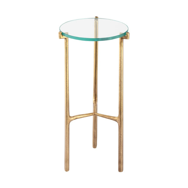 Atlas Bump Out Accent Table - Clear Glass Top with Aged Brass Finish for Chic and Versatile Spaces TA11030-01