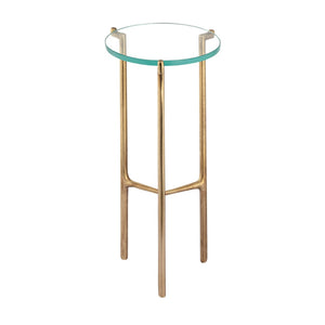Atlas Bump Out Accent Table - Clear Glass Top with Aged Brass Finish for Chic and Versatile Spaces TA11030-01