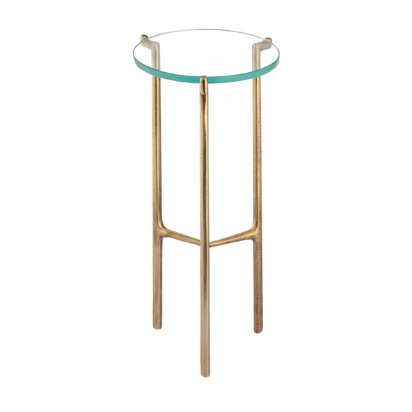 Atlas Bump Out Accent Table - Clear Glass Top with Aged Brass Finish for Chic and Versatile Spaces TA11030-01