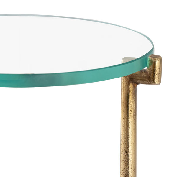 Atlas Bump Out Accent Table - Clear Glass Top with Aged Brass Finish for Chic and Versatile Spaces TA11030-01