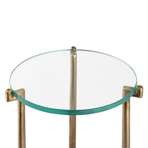 Atlas Bump Out Accent Table - Clear Glass Top with Aged Brass Finish for Chic and Versatile Spaces TA11030-01
