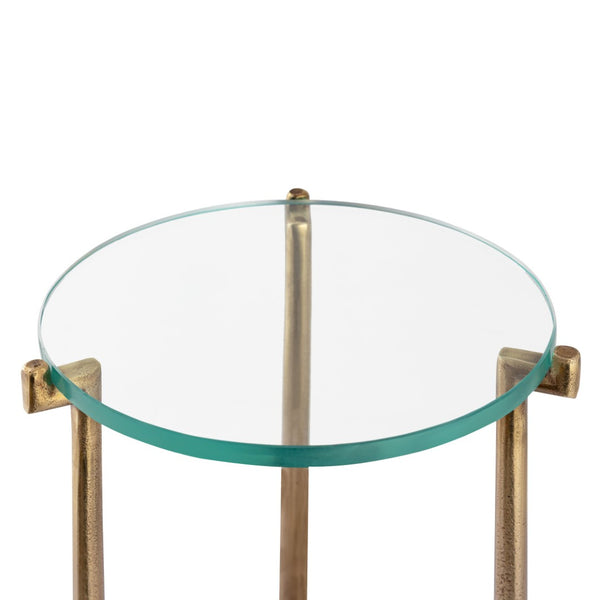 Atlas Bump Out Accent Table - Clear Glass Top with Aged Brass Finish for Chic and Versatile Spaces TA11030-01