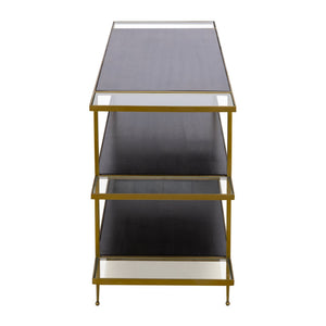 Atlas Carrick Console Table - Elegant Dark Mahogany with Glass Shelves & Brass Frame for Stylish Storage TA11036-01