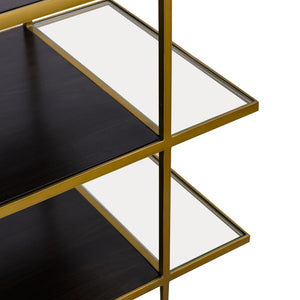 Atlas Carrick Console Table - Elegant Dark Mahogany with Glass Shelves & Brass Frame for Stylish Storage TA11036-01