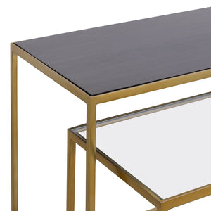 Atlas Carrick Nesting Console Table Set - Elegant Dark Mahogany with Glass Accents & Brass Frame Design TA11037-01S