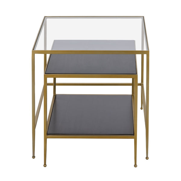 Atlas Carrick Nesting Tables Set of 2: Dark Mahogany & Glass Top, Stylish Mid-Century Accent Duo TA11038-01S