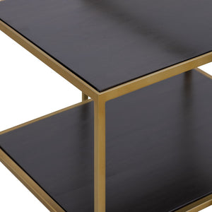 Atlas Carrick Nesting Tables Set of 2: Dark Mahogany & Glass Top, Stylish Mid-Century Accent Duo TA11038-01S