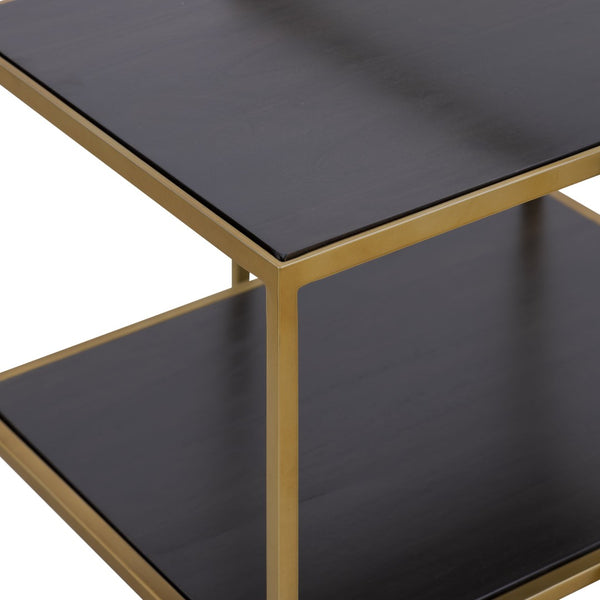 Atlas Carrick Nesting Tables Set of 2: Dark Mahogany & Glass Top, Stylish Mid-Century Accent Duo TA11038-01S