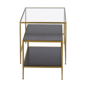 Atlas Carrick Nesting Tables Set of 2: Dark Mahogany & Glass Top, Stylish Mid-Century Accent Duo TA11038-01S