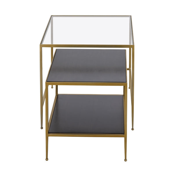 Atlas Carrick Nesting Tables Set of 2: Dark Mahogany & Glass Top, Stylish Mid-Century Accent Duo TA11038-01S