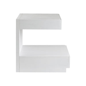 Atlas Checkmate Accent Table - Modern White Square Design with Storage Drawer & Lower Shelf for Versatile Use TA11040-01