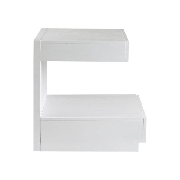 Atlas Checkmate Accent Table - Modern White Square Design with Storage Drawer & Lower Shelf for Versatile Use TA11040-01