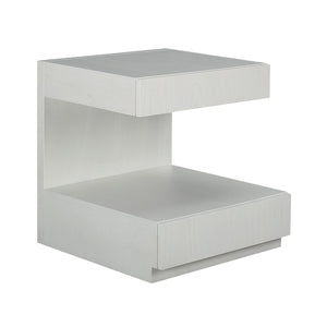Atlas Checkmate Accent Table - Modern White Square Design with Storage Drawer & Lower Shelf for Versatile Use TA11040-01