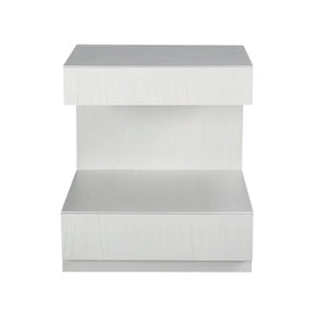 Atlas Checkmate Accent Table - Modern White Square Design with Storage Drawer & Lower Shelf for Versatile Use TA11040-01
