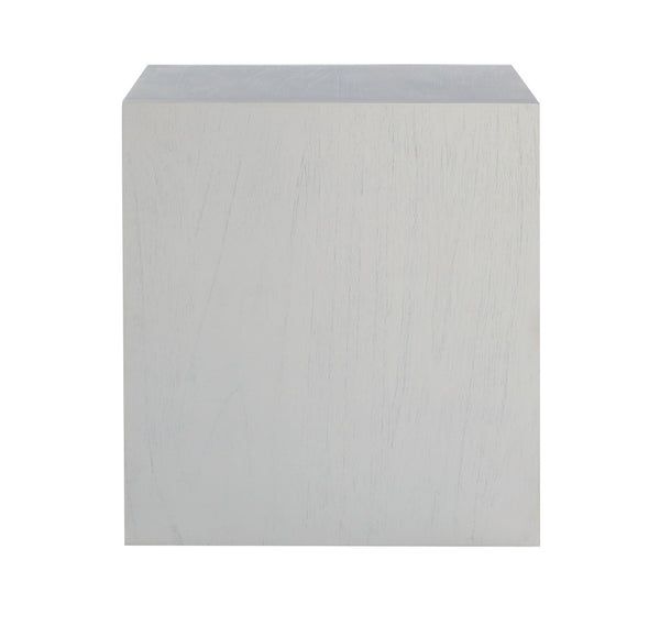 Atlas Checkmate Accent Table - Modern White Square Design with Storage Drawer & Lower Shelf for Versatile Use TA11040-01
