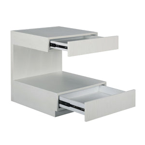 Atlas Checkmate Accent Table - Modern White Square Design with Storage Drawer & Lower Shelf for Versatile Use TA11040-01