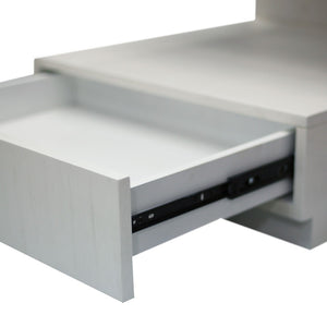 Atlas Checkmate Accent Table - Modern White Square Design with Storage Drawer & Lower Shelf for Versatile Use TA11040-01