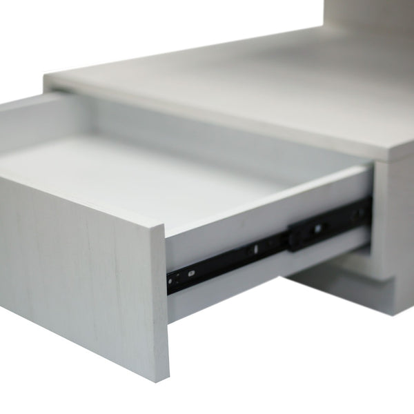 Atlas Checkmate Accent Table - Modern White Square Design with Storage Drawer & Lower Shelf for Versatile Use TA11040-01