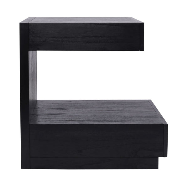 Atlas Checkmate Accent Table - Modern Black Design with Concealed Storage for Living Spaces & Bedrooms TA11040-02