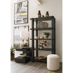 Atlas Checkmate Accent Table - Modern Black Design with Concealed Storage for Living Spaces & Bedrooms TA11040-02