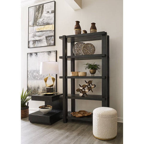 Atlas Checkmate Accent Table - Modern Black Design with Concealed Storage for Living Spaces & Bedrooms TA11040-02