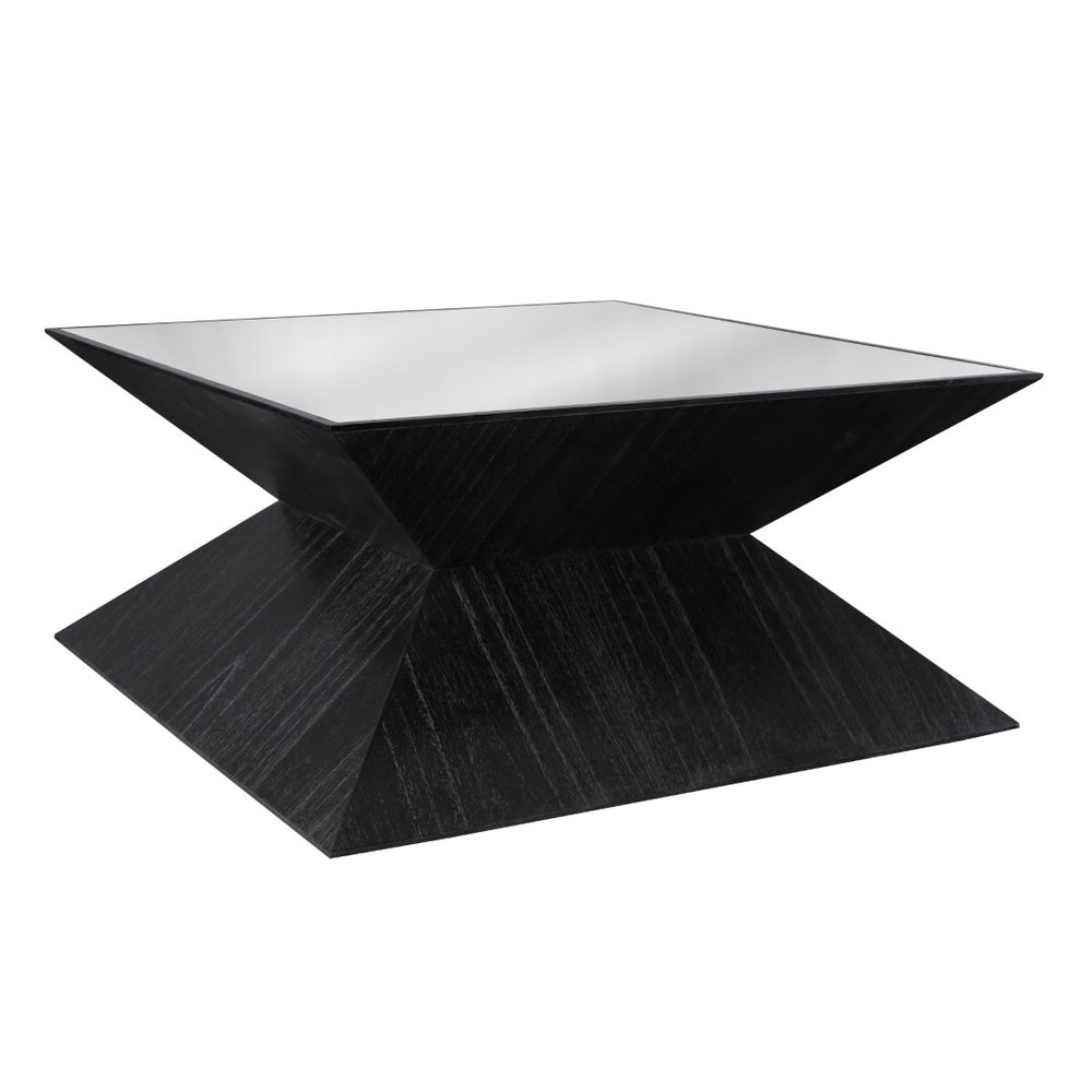 Atlas Checkmate Coffee Table - Modern Square Design with Glass Top & Marble Shelf for Stylish Living Rooms TA11041-01