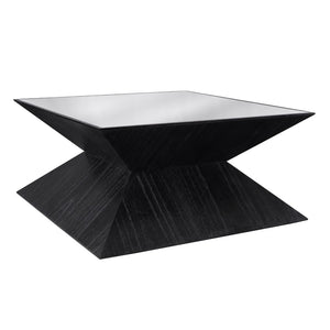 Atlas Checkmate Coffee Table - Modern Square Design with Glass Top & Marble Shelf for Stylish Living Rooms TA11041-01
