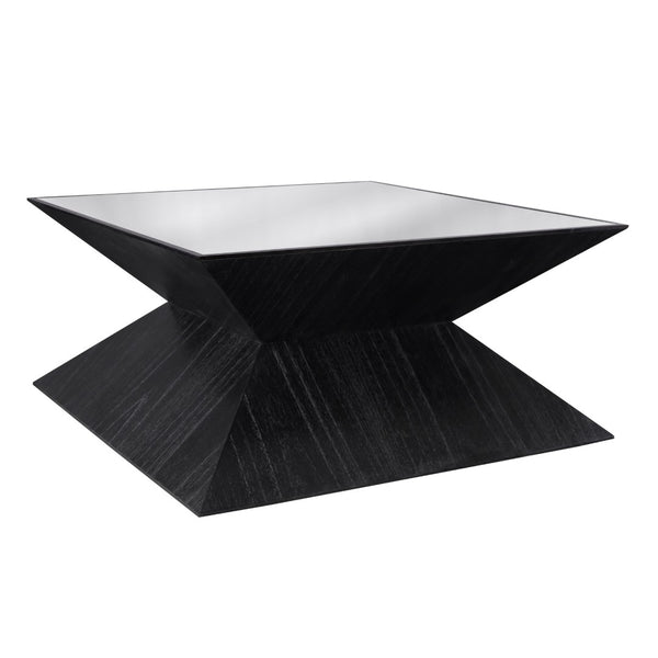 Atlas Checkmate Coffee Table - Modern Square Design with Glass Top & Marble Shelf for Stylish Living Rooms TA11041-01
