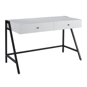 Atlas Checkmate Desk - Modern White Writing Desk with Cantilevered Top & Hidden Storage for Small Spaces TA11043-01