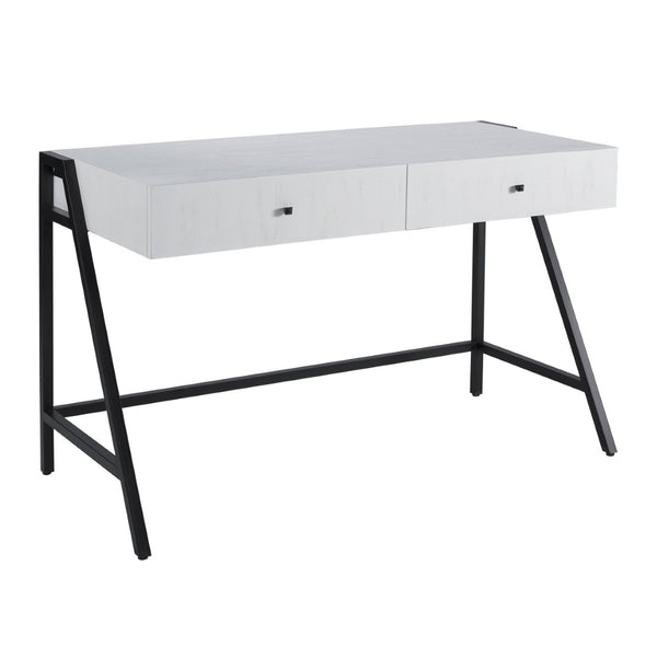 Atlas Checkmate Desk - Modern White Writing Desk with Cantilevered Top & Hidden Storage for Small Spaces TA11043-01