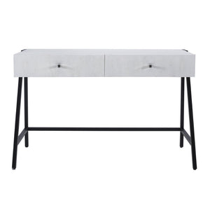 Atlas Checkmate Desk - Modern White Writing Desk with Cantilevered Top & Hidden Storage for Small Spaces TA11043-01