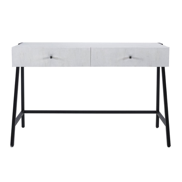 Atlas Checkmate Desk - Modern White Writing Desk with Cantilevered Top & Hidden Storage for Small Spaces TA11043-01