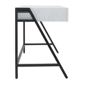 Atlas Checkmate Desk - Modern White Writing Desk with Cantilevered Top & Hidden Storage for Small Spaces TA11043-01