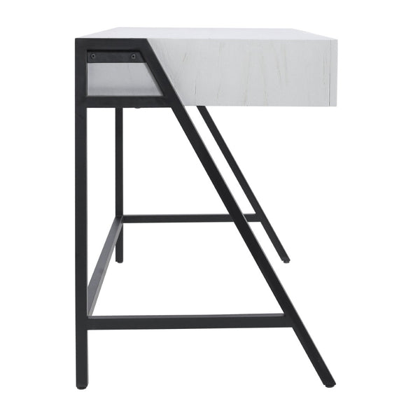 Atlas Checkmate Desk - Modern White Writing Desk with Cantilevered Top & Hidden Storage for Small Spaces TA11043-01