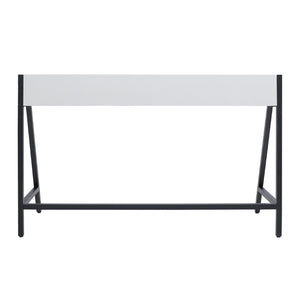 Atlas Checkmate Desk - Modern White Writing Desk with Cantilevered Top & Hidden Storage for Small Spaces TA11043-01