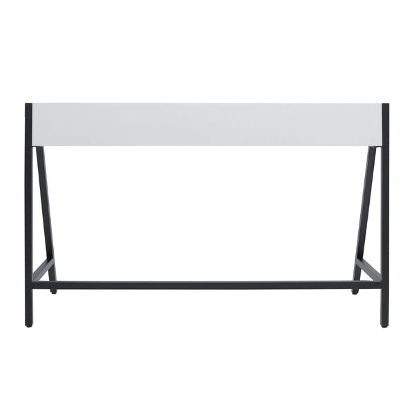 Atlas Checkmate Desk - Modern White Writing Desk with Cantilevered Top & Hidden Storage for Small Spaces TA11043-01