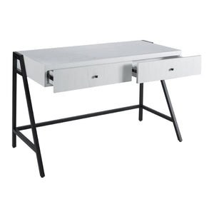Atlas Checkmate Desk - Modern White Writing Desk with Cantilevered Top & Hidden Storage for Small Spaces TA11043-01