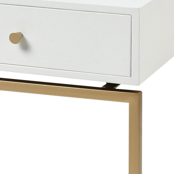 Atlas Clancy Accent Table - Modern White Faux Shagreen Design with Metal Base for Stylish Storage Solutions TA11044-01