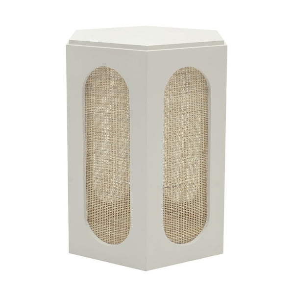 Atlas Clearwater Accent Table - Coastal Hexagonal Design in Shoji White for Versatile Home Styling TA11045-01