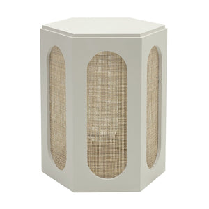 Atlas Clearwater Accent Table - Coastal Hexagonal Design in Shoji White for Versatile Home Styling TA11045-01