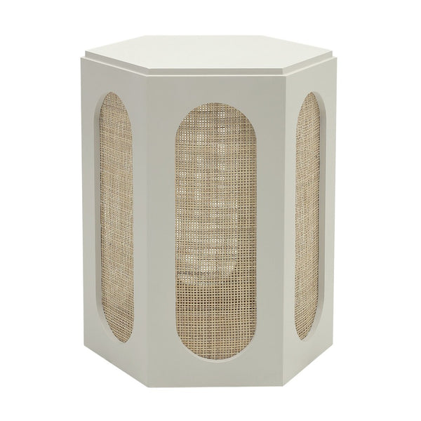 Atlas Clearwater Accent Table - Coastal Hexagonal Design in Shoji White for Versatile Home Styling TA11045-01