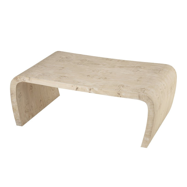 Atlas Clip Coffee Table - Modern White Burl with Sculptural Design, Perfect for Minimalist Living Spaces TA11048-01