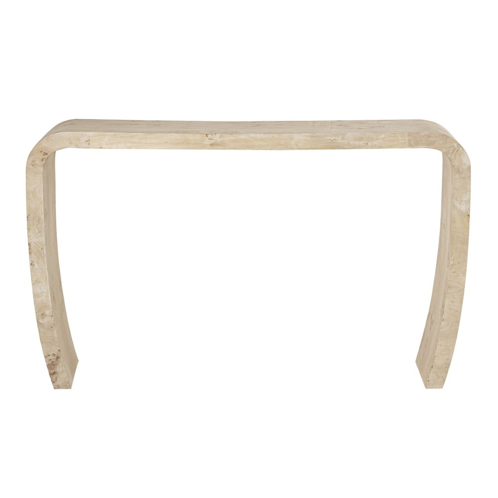 Atlas Clip Console Table - Modern White Burl Design for Stylish Entryways and Slim Spaces TA11049-01