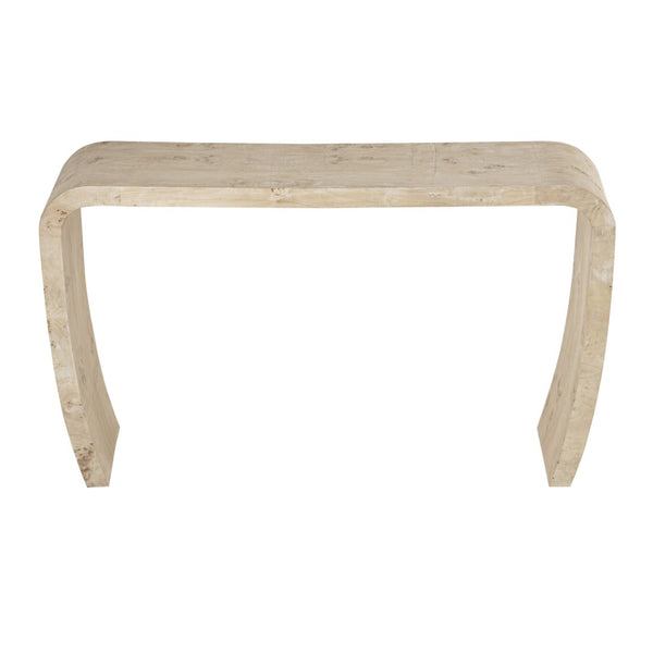 Atlas Clip Console Table - Modern White Burl Design for Stylish Entryways and Slim Spaces TA11049-01