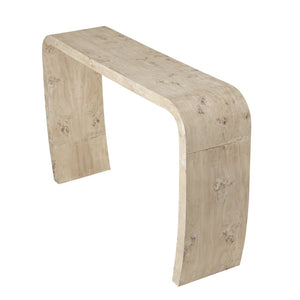 Atlas Clip Console Table - Modern White Burl Design for Stylish Entryways and Slim Spaces TA11049-01